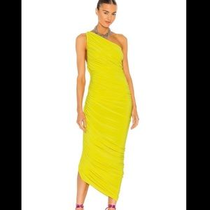 - Norma Kamali spring green ruched one shoulder dress
